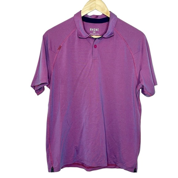 Rhone Delta Pique Polo Shirt Purple Mens Size M Short Sleeve Golf Tech Tennis - Picture 1 of 7